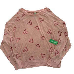 NWT Honeydew CandyCane Hearts Long Sleeve Pullover Crewneck Pajama Top - XL